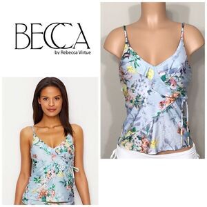 BECCA faux wrap floral tankini top. New